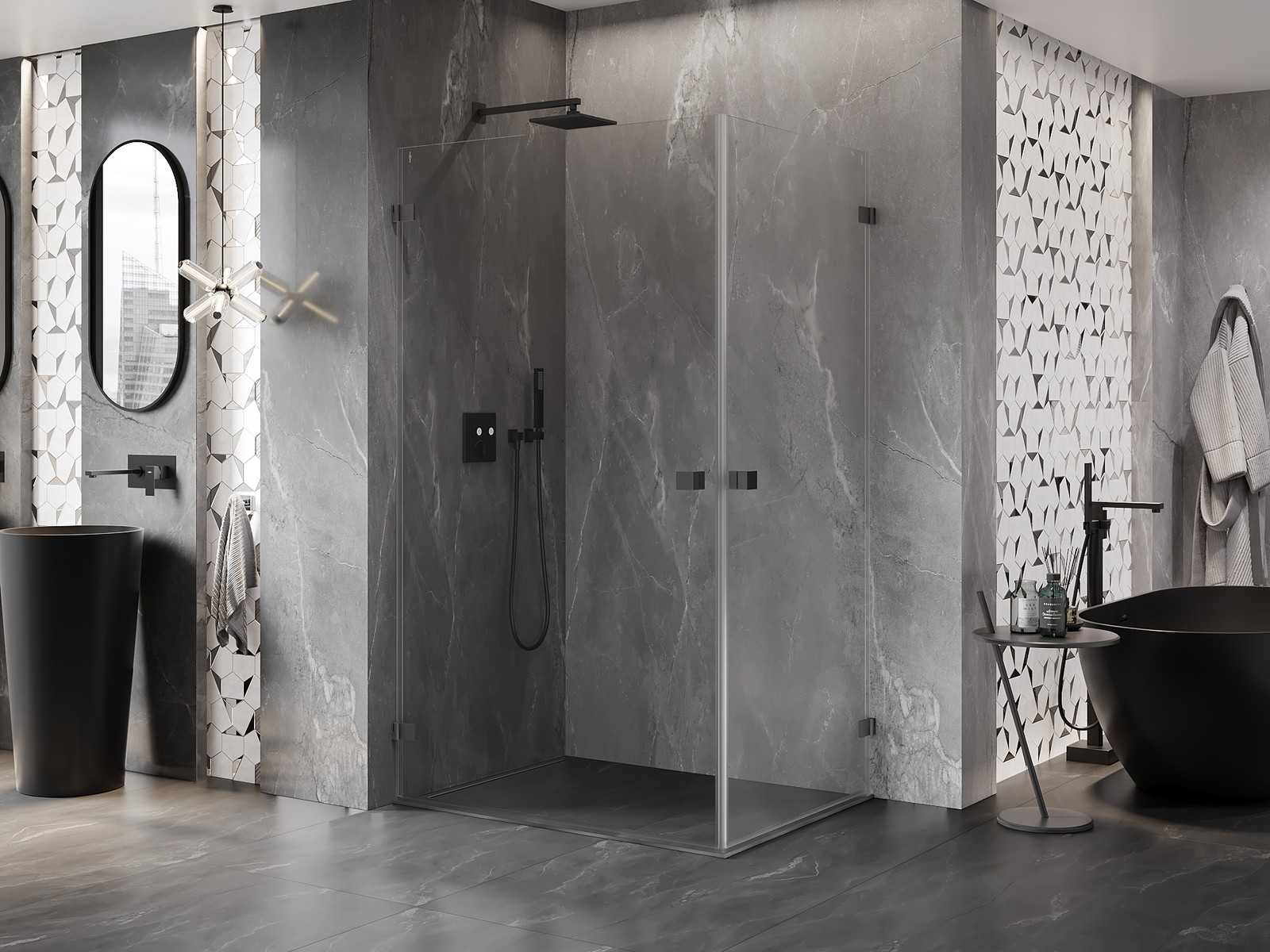 Mexen Lunar-B Duo kabina prysznicowa uchylna 100 x 85 cm, transparent, gun metal - 832-100L-085P-95-00